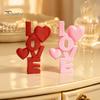 Valentine Day Gift for Her 2Pcs 3D Printed Stacked LOVE Letter Ornament with Heart Decor, Romantic Anniversary Girlfriend Tabletop Love Sculpture,