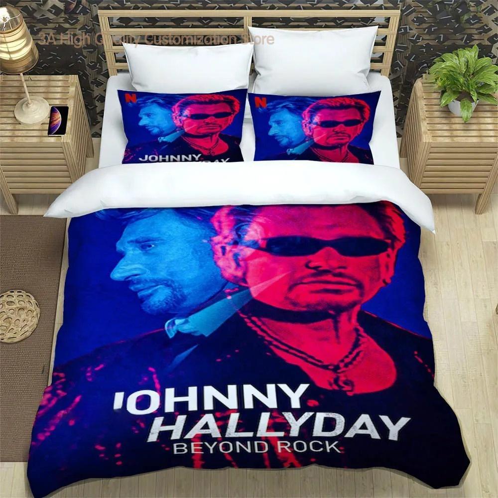 Rockstjärnan Johnny Hallyday Sängkläder utsökt sängkläder set påslakan sängtäcke set sängkläder set lyxig födelsedagspresent