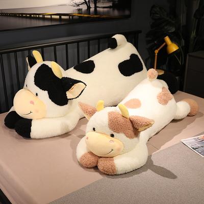 4 Colors Plush Cow Toy Cute Cattle Soft Long Pillow Stuffed Animals Doll Bed Cushion Kids Toys Birthday Gift for Children