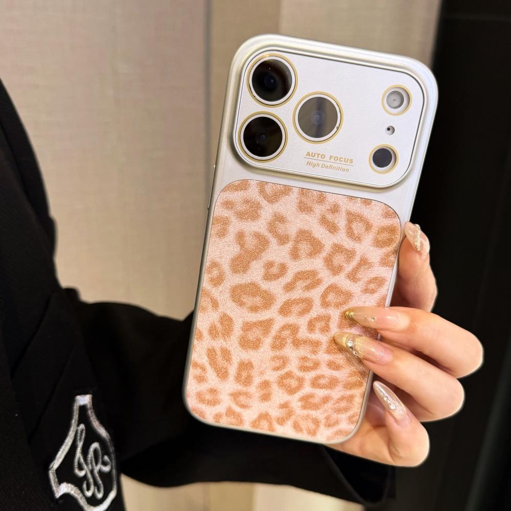 

Luxury PU Leather Leopard Print Texture Phone Case For iPhone 17 16 15 14 13 Pro Max Matte Shockproof Full Bumper Non-Slip Cover iPhone17