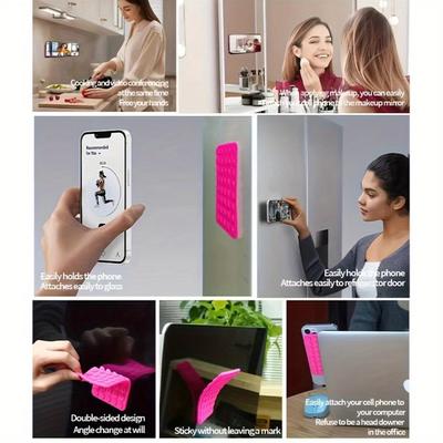 1 pièce Ventouse rectangulaire multifonctionnelle en silicone, Support étanche pour téléphone portable à 40 trous, Forte adhérence, Convient pour divers scénarios