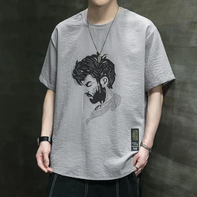 

Модные мужские футболки с крутым принтом, летние Harajuku, повседневные свободные спортивные топы с круглым вырезом и короткими рукавами, футболки 3XL серый