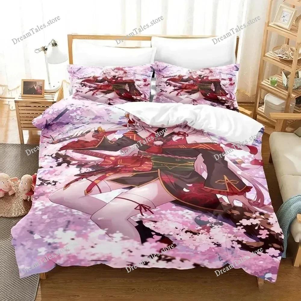 Kawaii Nakiri Ayame Bedding Set Single Twin Full Queen King Size Bed Set Aldult Kid Bedroom Duvetcover Sets Bed Sheet Set