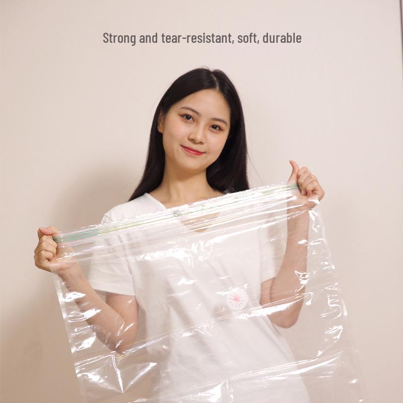 Transparent Blue Edged Travel Vacuum Compression Bag for Clothes - Moisture-Proof & Thickened