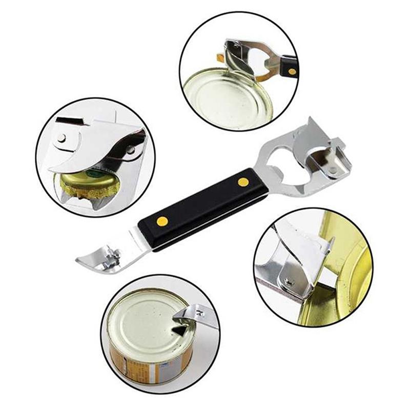 Can Opener Adjustable Stainless Steel Non-Slip Multifunction Manual Jar Bottle Opener Gadget Home Gadgets Accessories