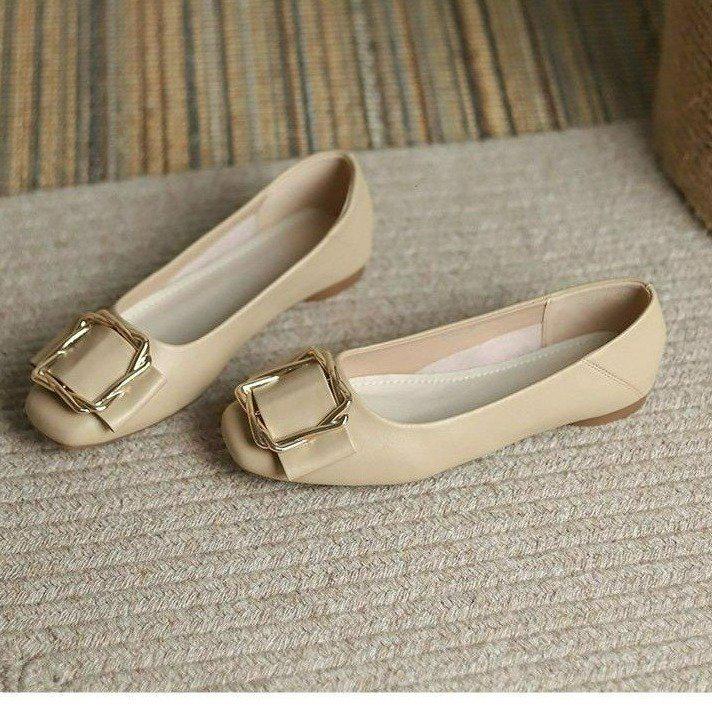2025 Spring Women's Flat Fairy Style Square Toe Low Heels - Lazy Bean Shoes