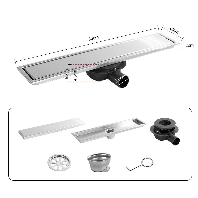 10cm*20cm Size 2 in 1 Invisible Tile Insert Floor Drain SS304 Stainless Steel Bathroom Linear Hidden Shower Drains