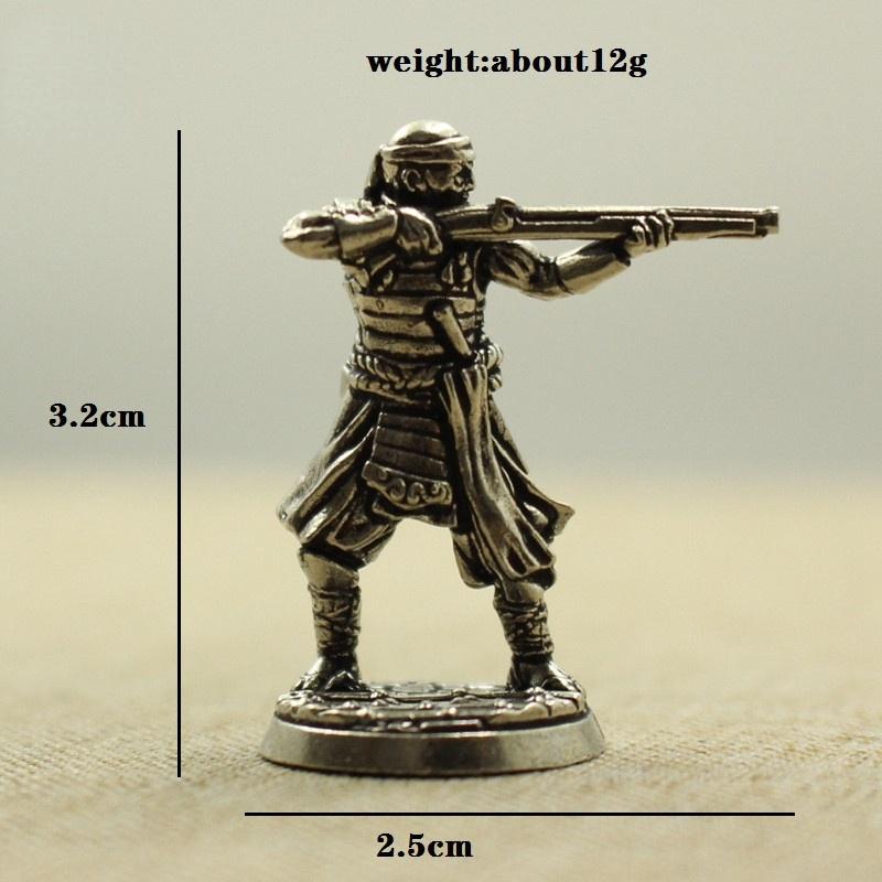 Bílá měď Japonský šógunát Samurajové Vojáci Figurky Miniatury Vintage Kovové Vojáky Soška Stolní Ozdoba