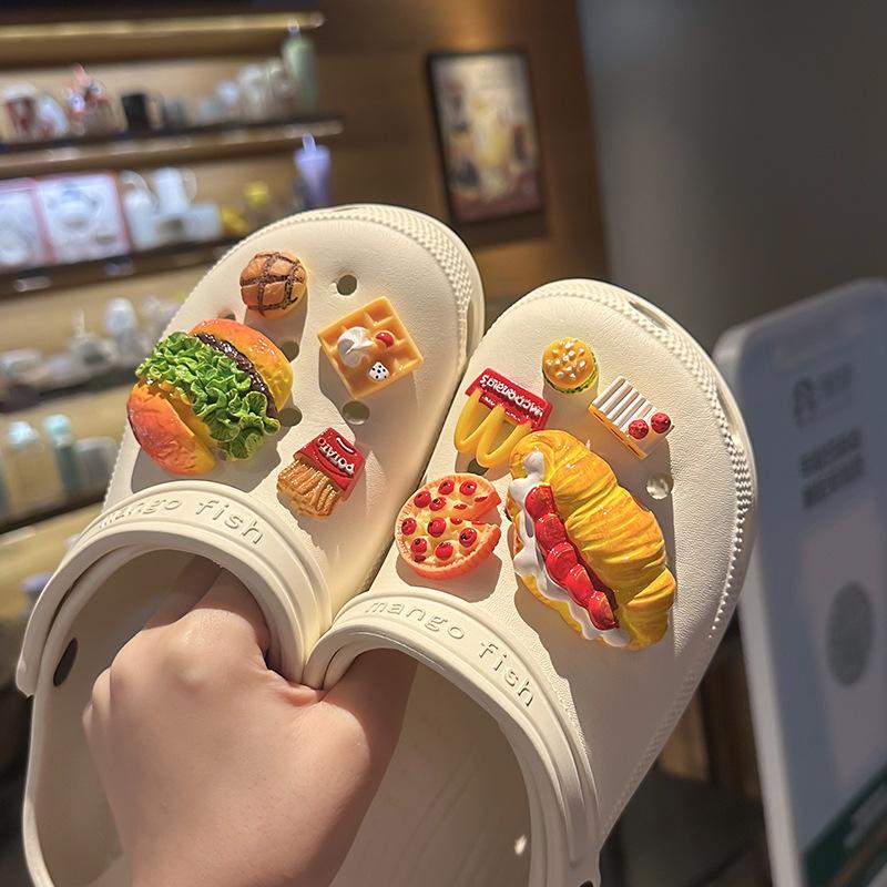 DIY Hamburger Pizza Schuhschnallen Dekorationen für Sandalen und Slipper