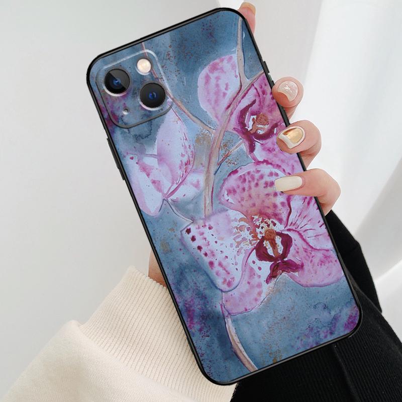 Orchid Flowers Colorful Phone Case For iPhone 17 Pro Max 14 13 12 11 15 16 Pro Max mini 15 16 Plus 16e 17 Air Cover