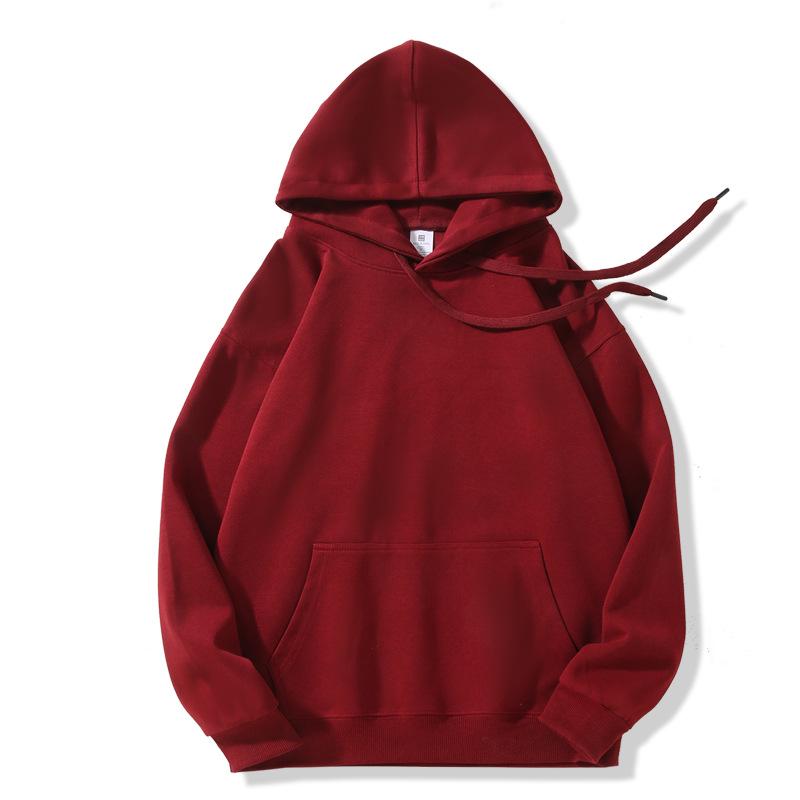 320g Men's Solid Color Loose Cotton Hoodie with Two-way Zipper, Plus Size, Casual Pullover Sweatshirt