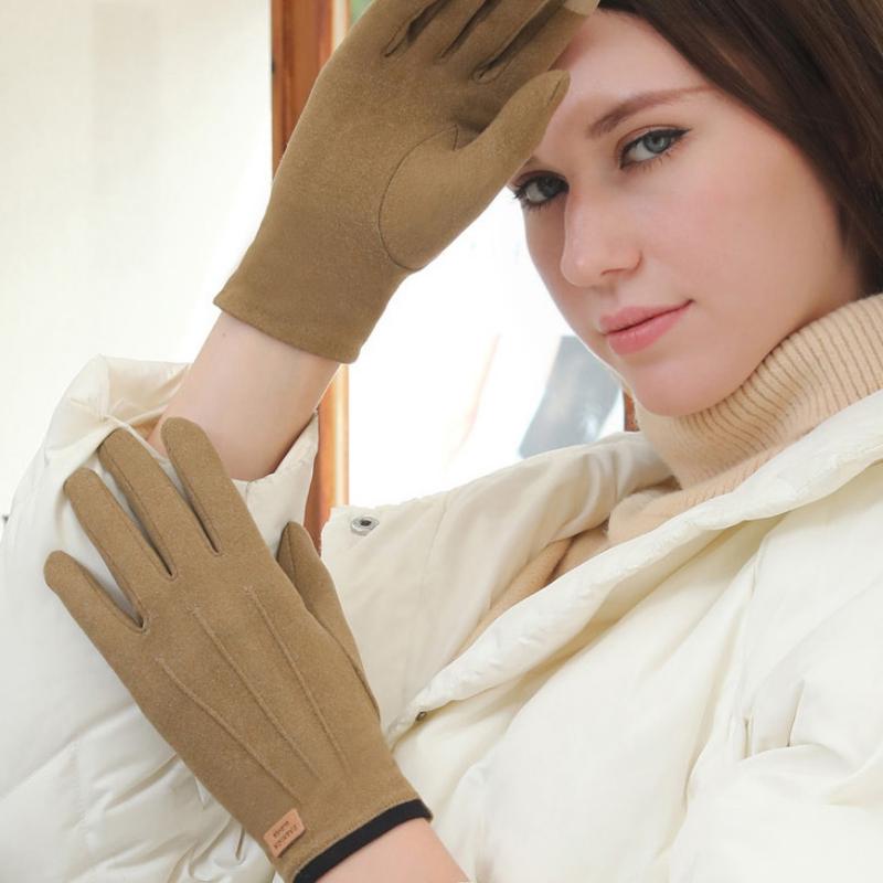 Dámské rukavice podzimní a zimní jednovrstvé tenké řidičské rukavice s dotykovou obrazovkou Teplé cyklistické rukavice