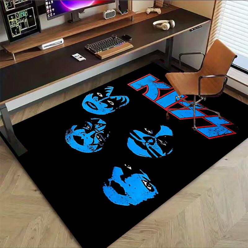 1 Stück KISS Bandmitglieder Home Office, Strapazierfähige Polyester-Fußmatte mit Einfacher Reinigung, Bürodekoration, Urbaner Stil, Rutschfeste Rückseite