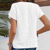 Women's Shirt Solid Color Slim  Fitting V-neck Button Cardigan Short-sleeved Top