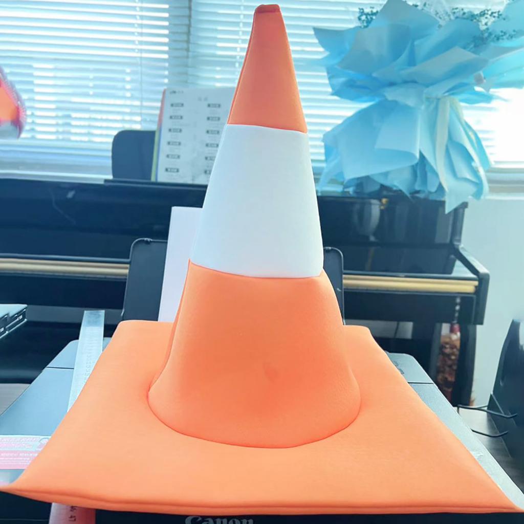 Traffic Cone Hat for Adult Kids Carnivals Gathering Headgear Hat Outdoor Photo Props Hat Holiday Celebration Costume Hat