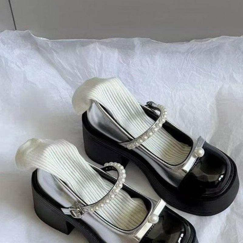 French retro Mary Jane small leather shoes women's 2025 new platform thick heel JK high heels single shoes