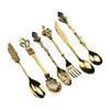 Pack Of 6 Elegant Vintage Dessert Coffee Spoons Crystal Zincs Alloy Carving Stirring Utensils For Home Teas Parties
