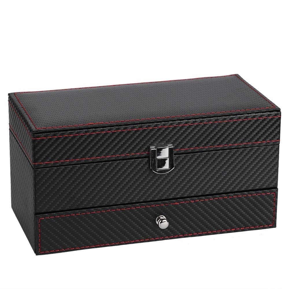 Carbon Fiber PU Jewelry Organizer Box 22.2 * 11 * 11.2cm Bracelet Box  For Women