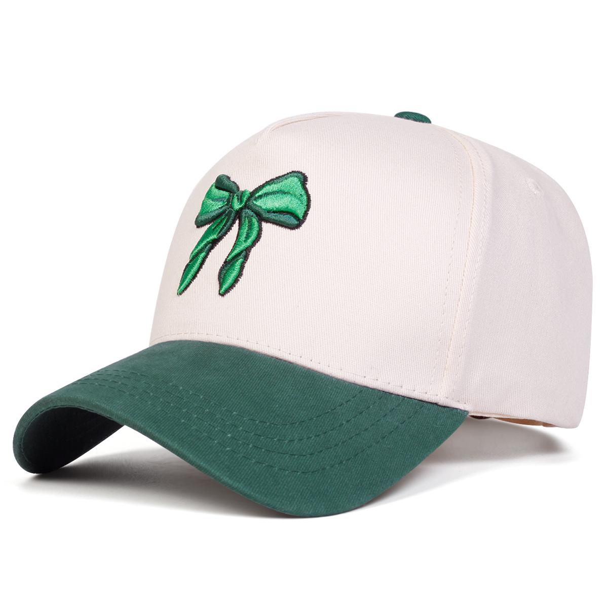 

Унисекс бейсболки с вышивкой бантика, уличные регулируемые, весенне-осенние, повседневные, солнцезащитные зелёный