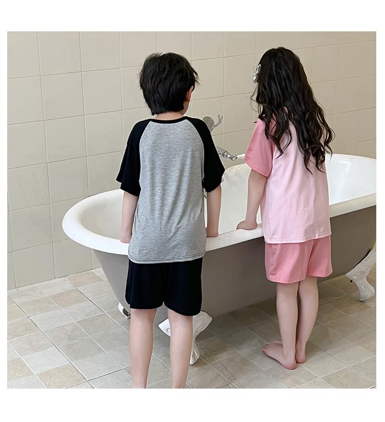Modal Summer Pajamas for Kids: Boys' Short Sleeve & Girls' Ice Silk Shorts Set