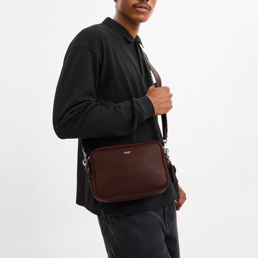 Coach Radio 23 Silver Hardware Leather Camera Bag Unisex Shoulder Bag Maple-Brown CCB51-MPL
