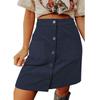 Solid Color Buckle Belt Pocket Waist Skirt Solid Buckle Sheath Skirt