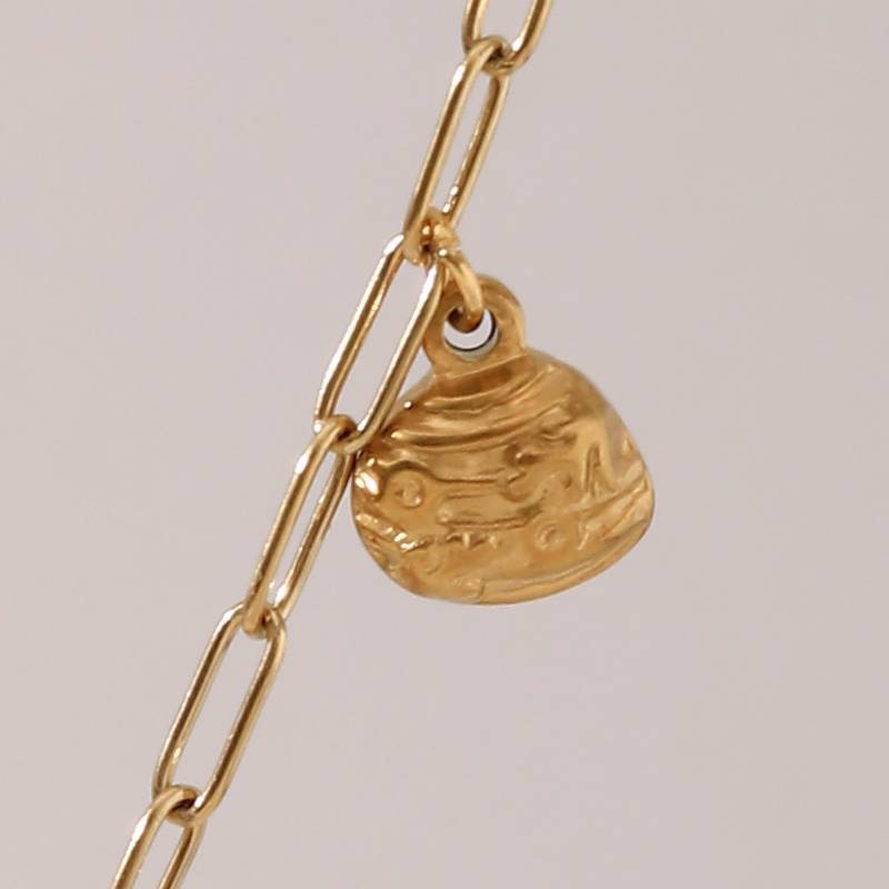 Stainless Steel Exaggerated Beach Shell Pearl Coral Fish Necklace Furnace Vacuum Plating 18K Gold Color Retention