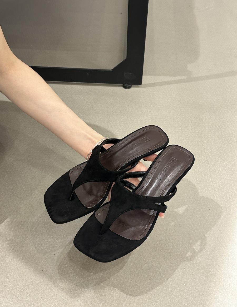 

French minimalist temperament, toe stiletto sandals, flip-flops versatile, one word with cool slippers, women 39 темно-коричневого