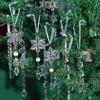 6/12/18pcs Christmas Tree Decor Crystal Ornaments - Hanging Acrylic Snowflake Icicle Drop Crystal for Christmas Party Supplies