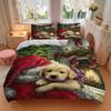 3Pcs Christmas Pup Fire Bedding Sets For All Sizes New 3D Printed Bed Cover Comforter Duvet Cover Pillowcase Bedroom Decoration