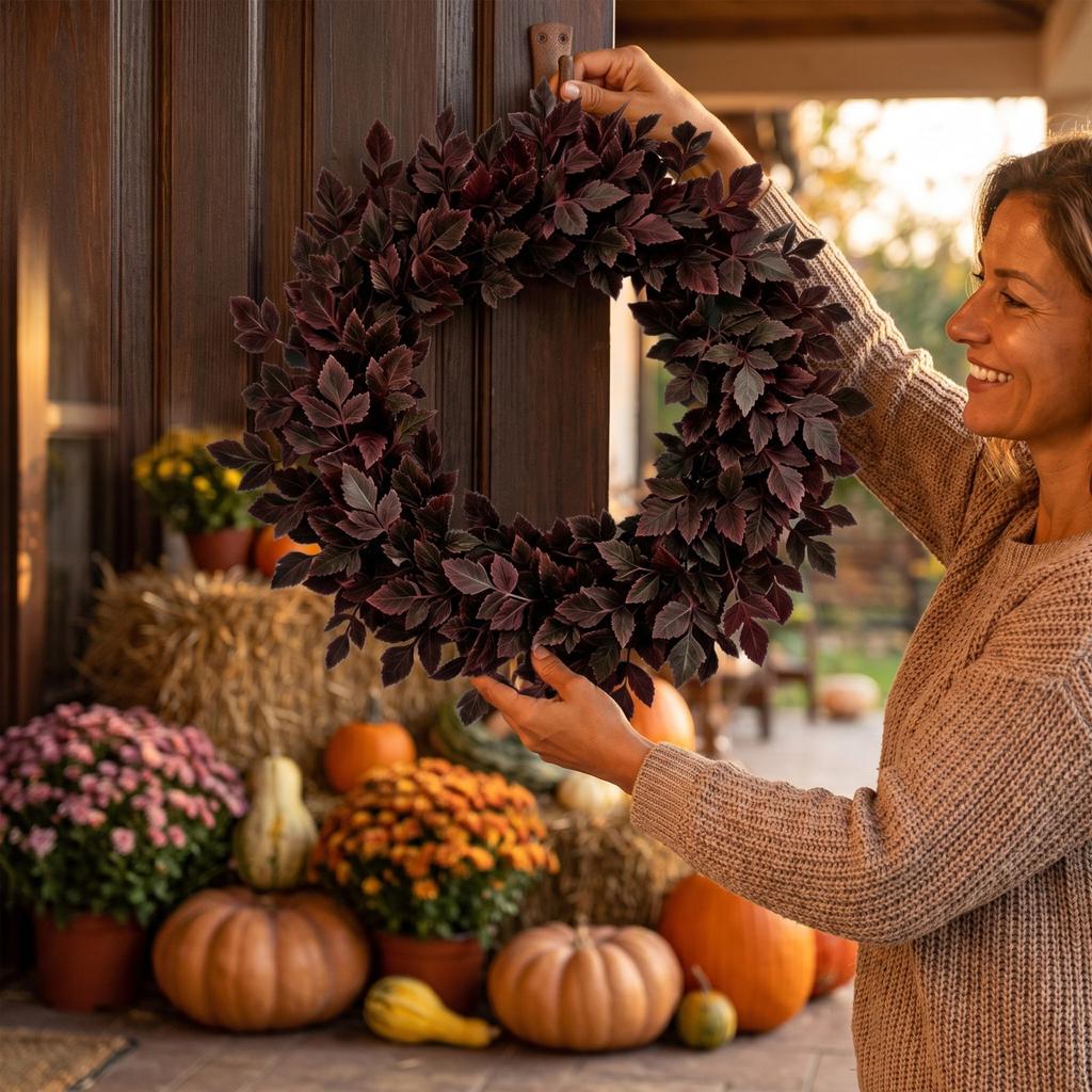 Blumenkranz für Haustür, Herbst Halloween Thanksgiving Veranda Dekor