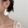 Fashionable Animal Earring White Plush Rabbit Pendant Earrings Women Girls Gift