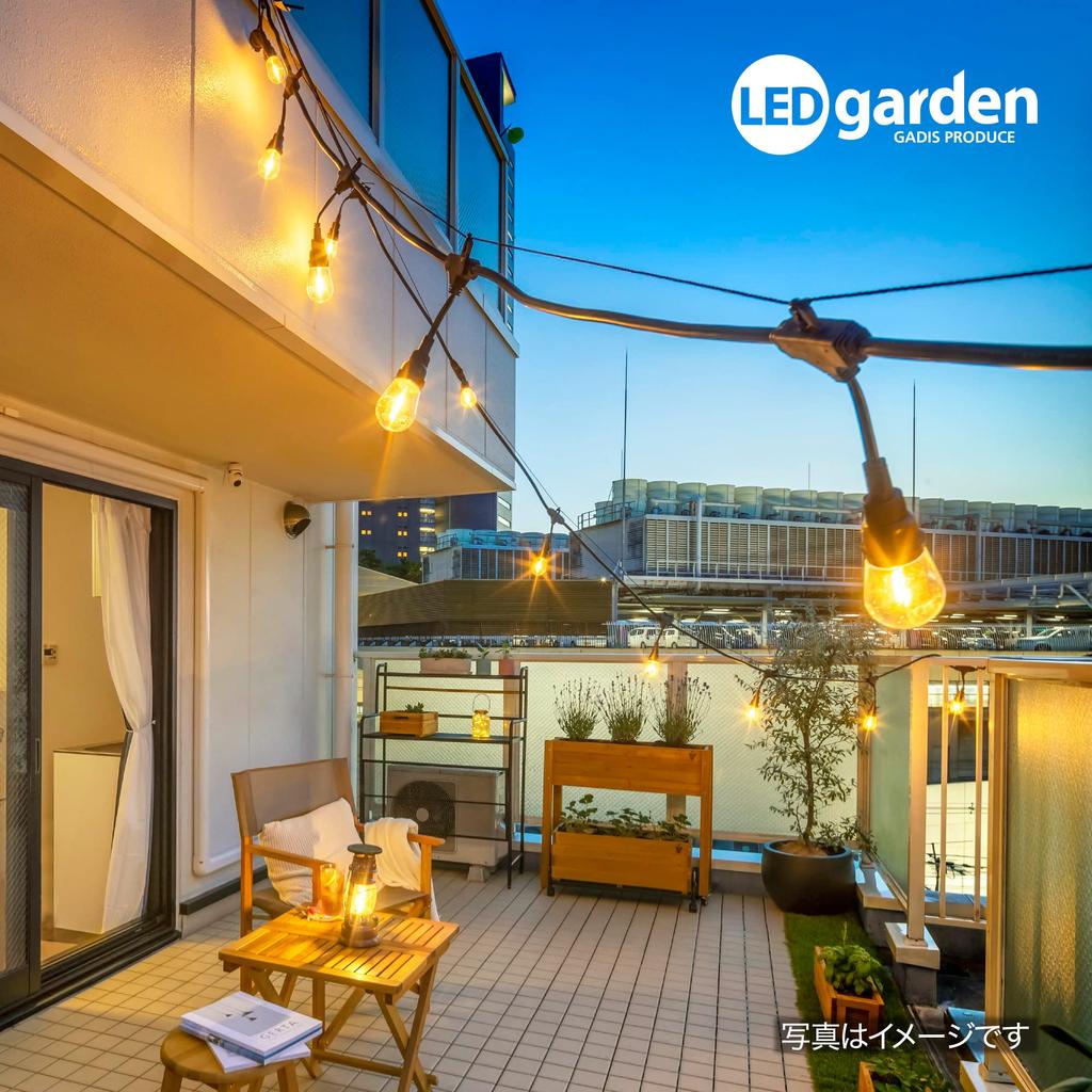 Takasho Garden Lights Akari Classic Party Lights, 10 Bulbs, Additional Set, Approx. 5.5m Length x 21cm Height, Warm White, Outdoor Waterproof Illumina