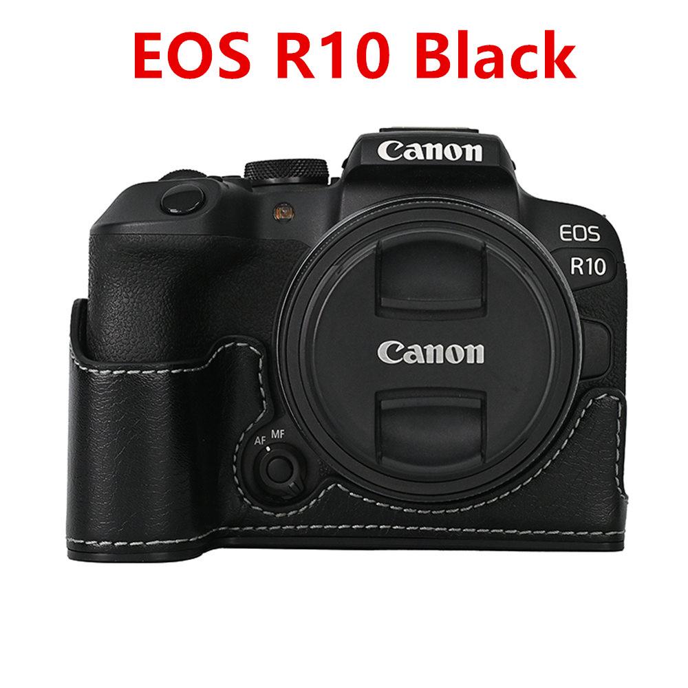 Camera Bag PU Leather Half Body Case for Canon EOS R50 R10 200D 200DII Battery Opening Bottom Cover