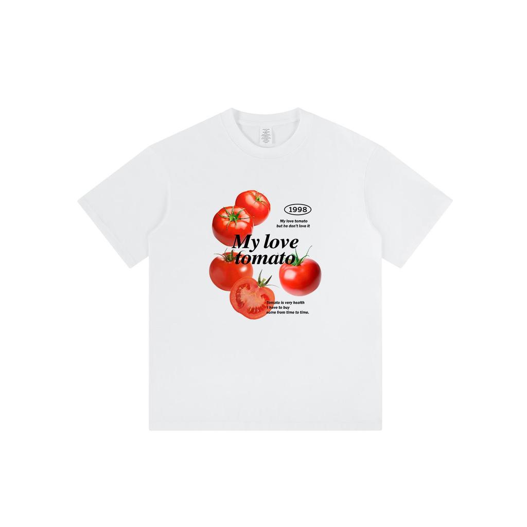 Unisex Cute Tomato Print Cotton T-Shirt - Short Sleeve Streetwear Tee