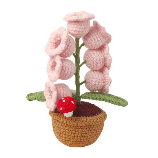 Lily of The Valley Lamp Crochet Artificial Flower with 7 Night Lights Little Potted Flower Table Lamp for Valentine Mother's Day Gift Home Desk