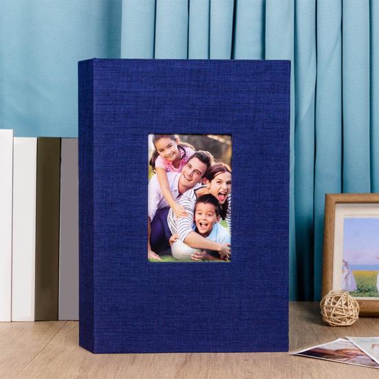 Photo Album 4x6 300 Pockets Linen Cover Picture Book with Front Window Personalized Scrapbook