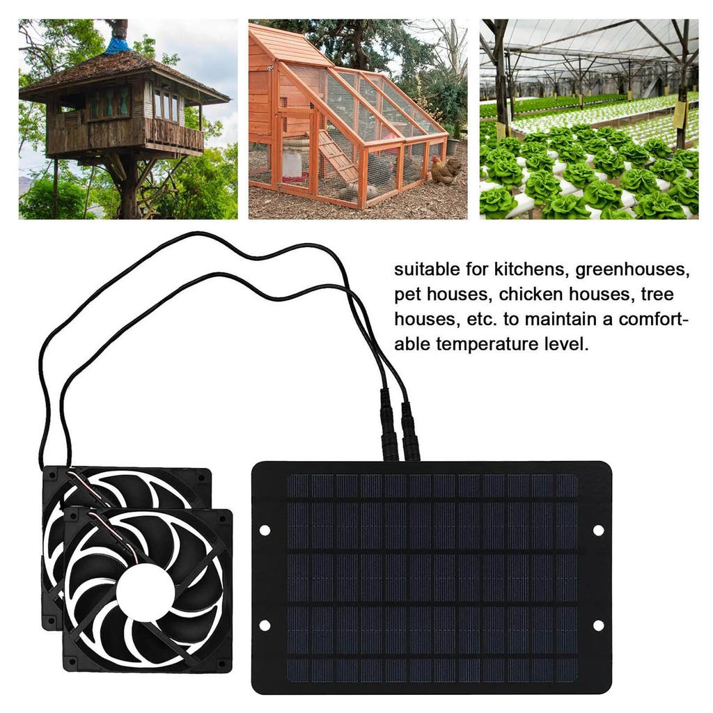 6 Calowy 12V Solarny Wentylator Wyciągowy Mini Wentylator Zasilany Panelem Solarnym Ekstraktor Powietrza do Budy dla Psa Kurnika Kampera Szklarni