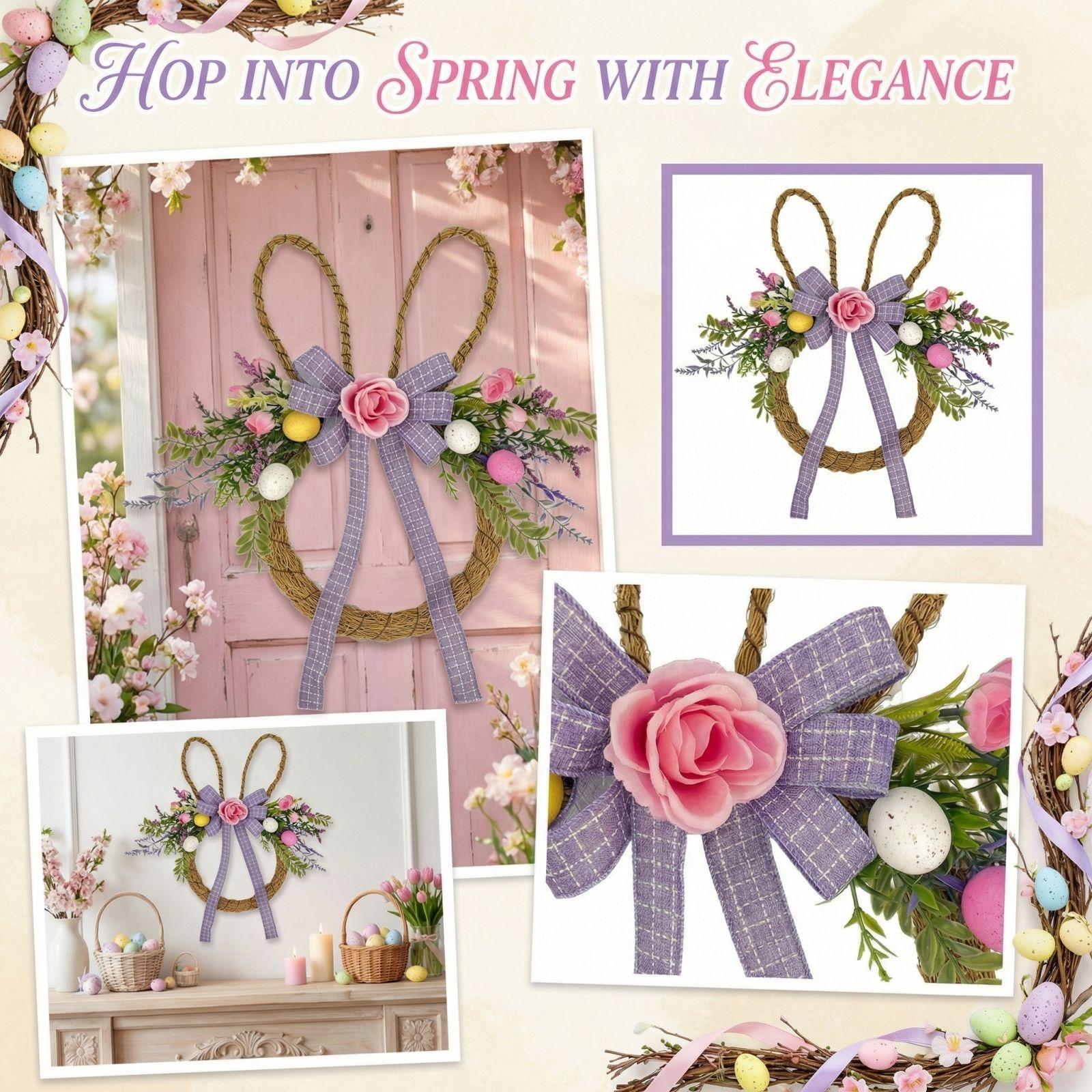 

Easter Wreath Door Decoration Hanging Floral Circle, Plush Balls For Indoor Outdoor Porch Decoration One Size