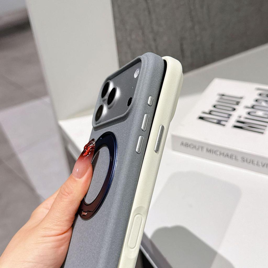 iPhone 17 Pro Max Sandstone Magnetic Alloy Bracket Case