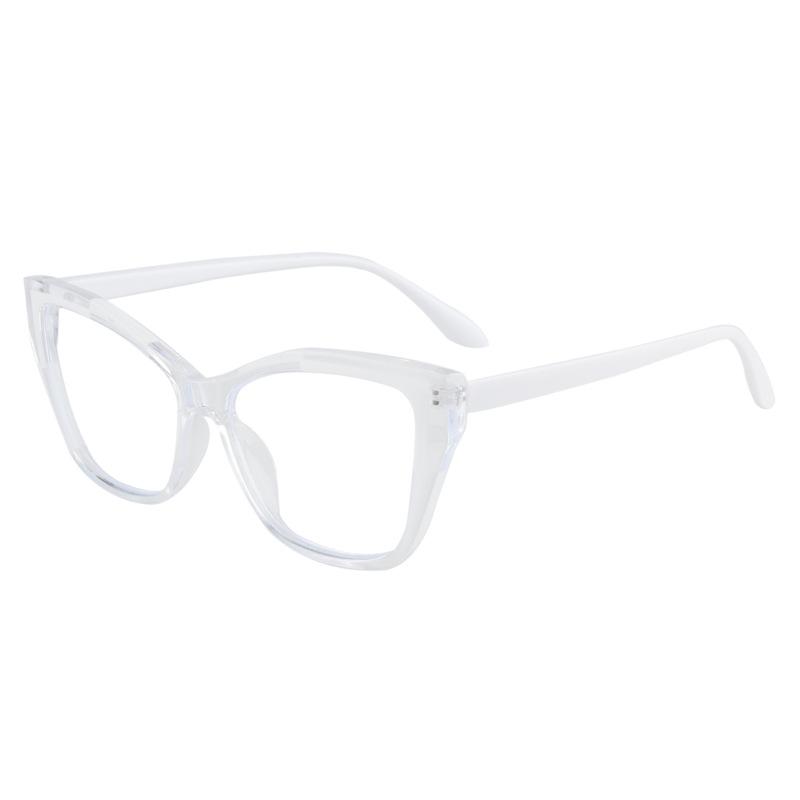 

European and American Cat-Eye Anti-Blue Light Color-Block Glasses – Women s Large Frame, No-Makeup Style
