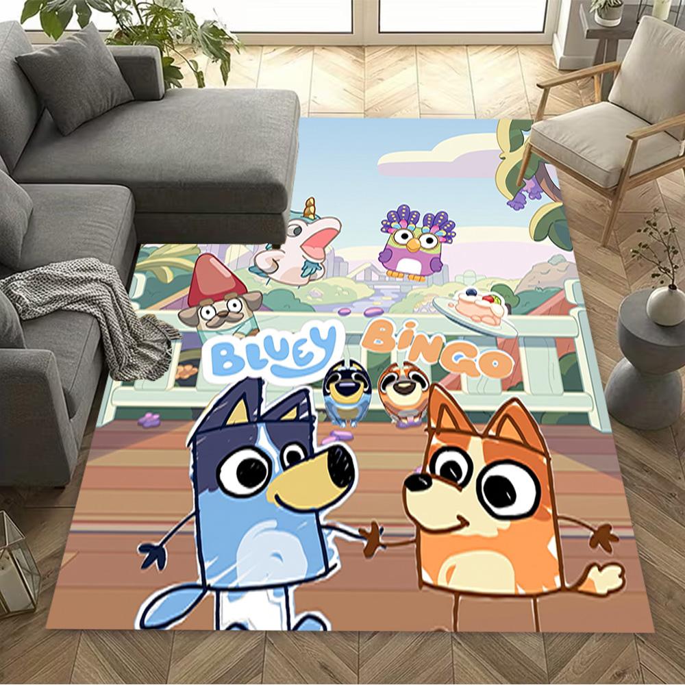 Bluey Family Harmony Floor Mat Suitable for Balcony Outdoor Dormitory Study Room Antislip Carpet Anime Office Decor Wedding Party Gift