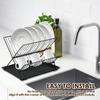 Dish Drying Rack with Drip Tray 2-Tier Compact Kitchen Dish Rack Foldable Dish Drainer Rack Kitchen Plate Organizer Utensil Rack