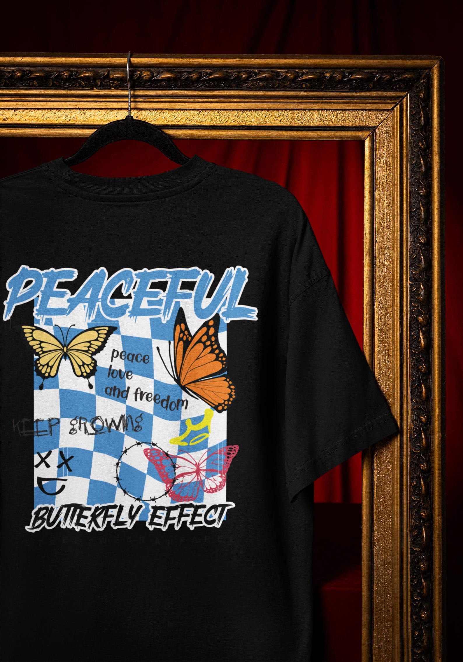 Butterfly Effect T-Shirt: Peace, Love, Freedom - Y2K Streetwear Style Comfort Colors® 4XL