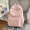 Schoolbag New Middle and High School Student Schoolbag College Style High Value Solid Color Embroidery Large Capacity Backpack Lightweight Backpack