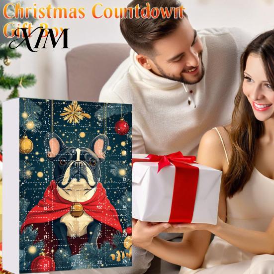 Fun Holiday Surprise Toys Bulldog Advent Calendar 2026, 24 Days Acrylic Puppy Ornaments Christmas Countdown Calendar, Tree Hanging Decor 2D