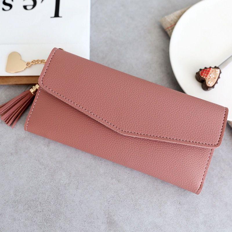Korean Style Women's Long Clutch Wallet with Multi-Card Slots and Coin Purse
