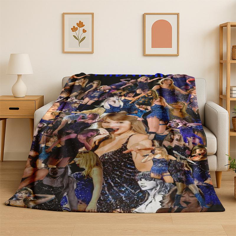 Singer T-Taylor Singer Music Flannel Blanket Soft Warm Throw Blanket for Bedroom Living Room Bed Travel Camping Picnic Gift