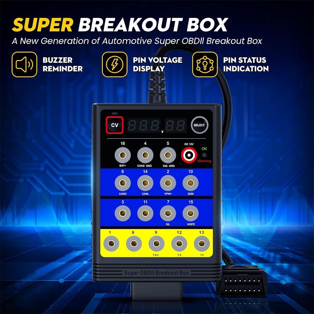 OBD2 Breakout Box Auto OBDII Protocol Detector 16-Pin CAN Bus Test Breakout