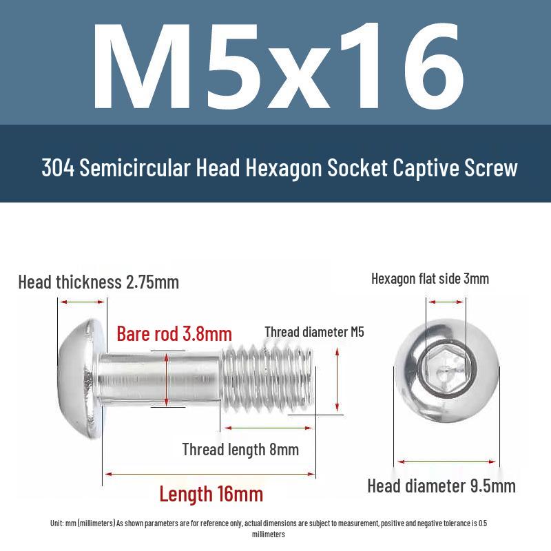 Yigu 304 Stainless Steel Anti-Loosening Hex Socket Captive Screws - M2/M3